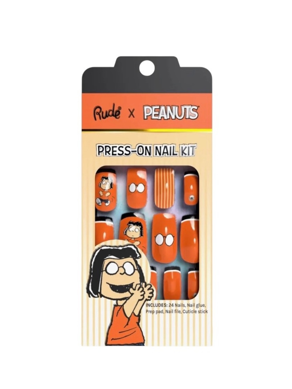 Rude x Peanuts Marcie Square Shaped 24 Piece Press-On Nail Set